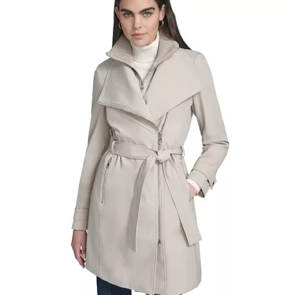 Calvin Klein Women's Long Sleeve Belted Wrap Coat Size XXL